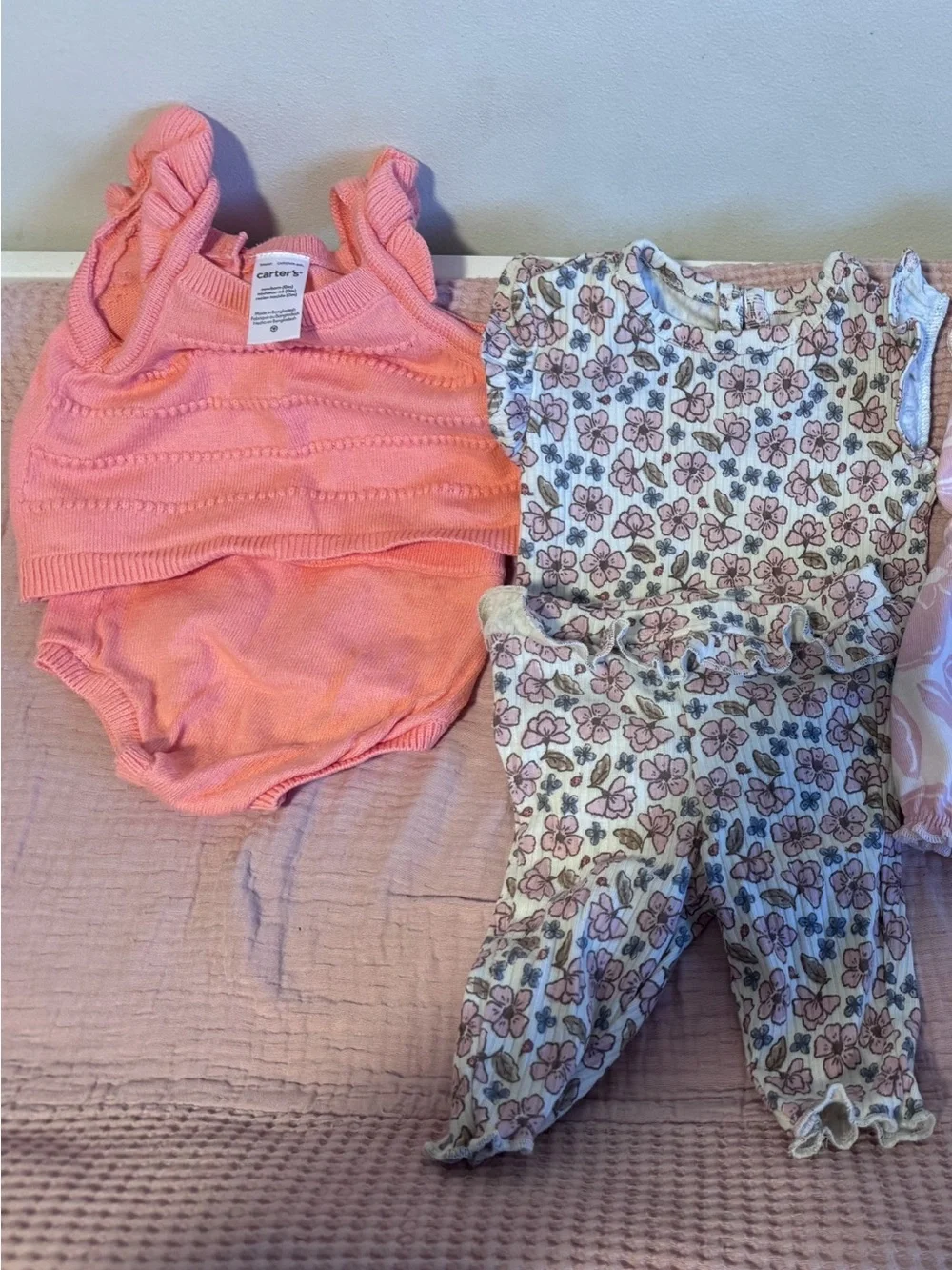4 Carter's Pink Floral Baby Matching Sets -